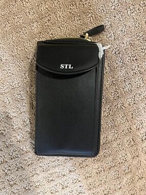 Black Leatherette Phone Wallet Crossbody